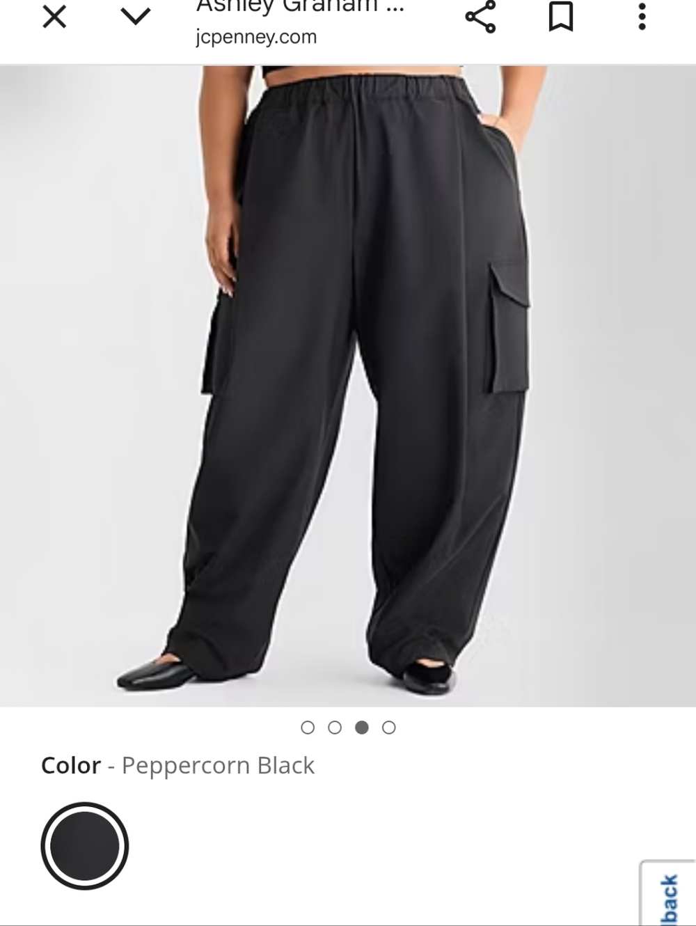 Ashley Graham Wide-Leg Cargo Pants in Peppercorn Black